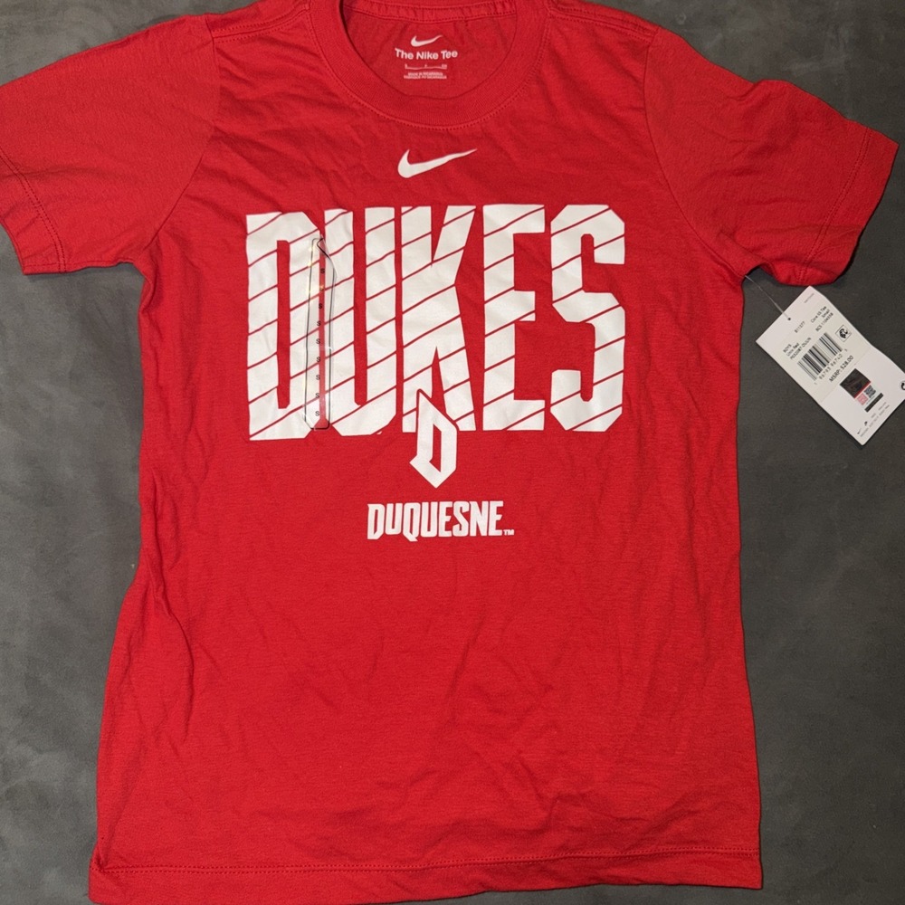 Nike Boys Youth Red Short Sleeve T Dukes Duquesne Sz Small